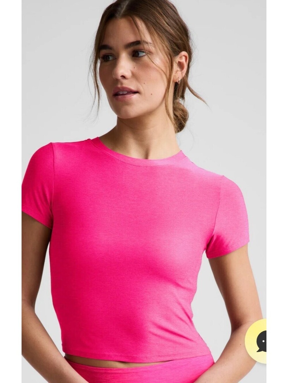 Beyond Yoga Hot Pink Featherweight Cropped Tee Size M, NWT
